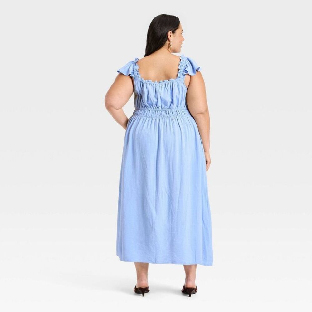 A New Day - Women's Sleeveless Modern Gauze Femme Ruched Maxi Blue - Picture 2 of 3